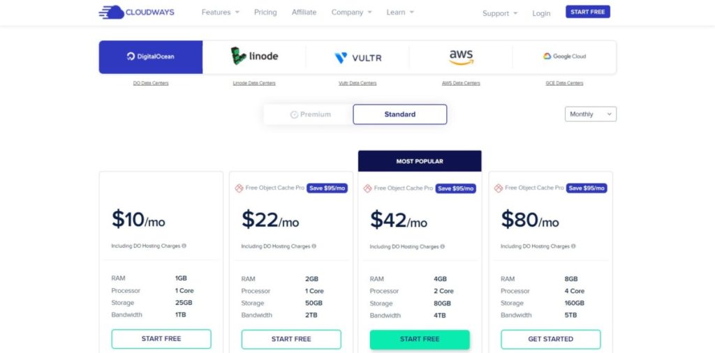 Cloudways Hosting Pricing 2022