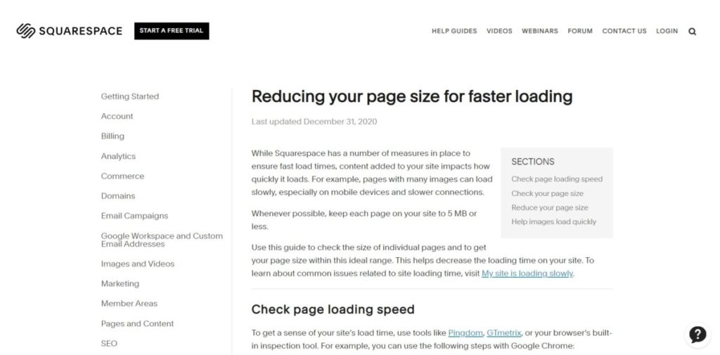 Squarespace Page Speed Article