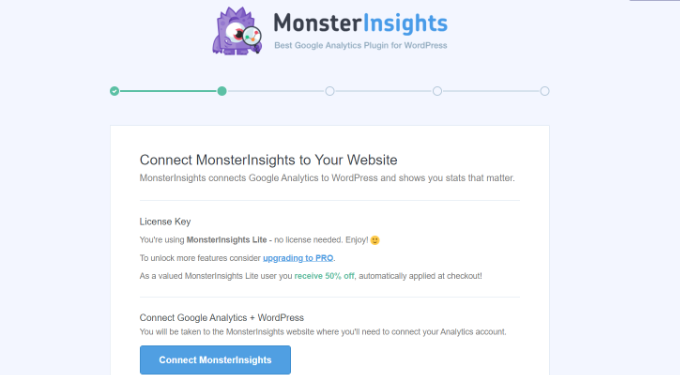 Connect Monsterinsights to Website