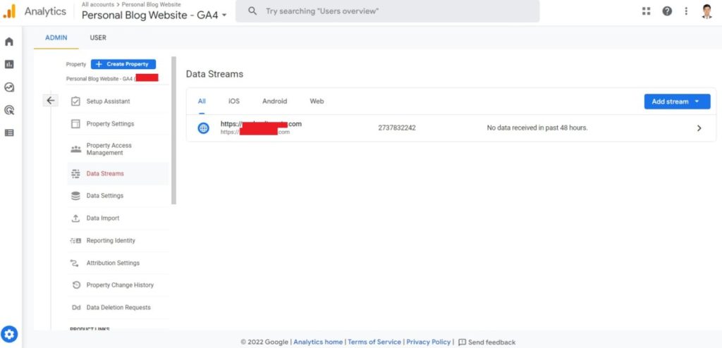 Data Stream Options GA4