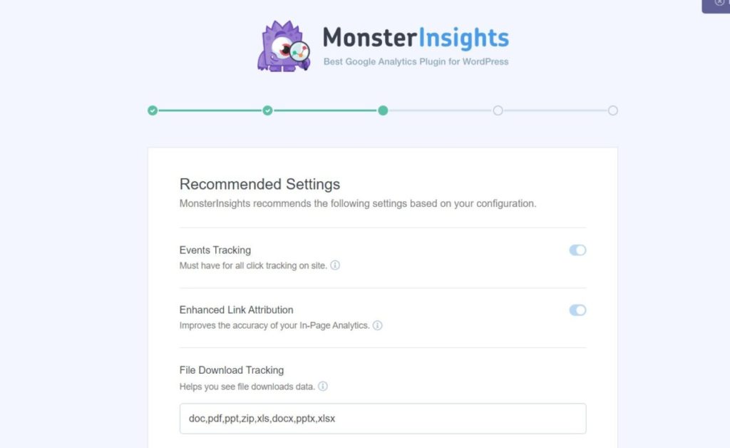 MonsterInsights Reco Settings
